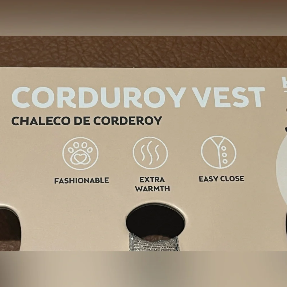 Soft & warm Sherpa lined vest for a medium dog. Corduroy, snap buttons. Brown - Picture 3 of 10